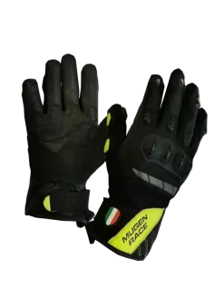 MUGENRACE G-MNR-2069 MIA Short Motorcycle Gloves Black Fluorescent Yellow