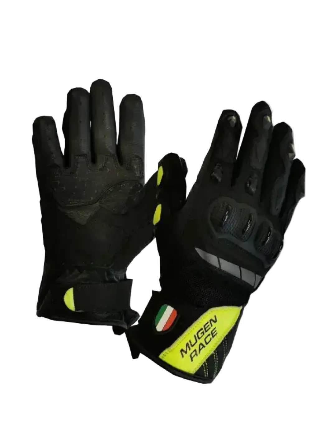 MUGENRACE G-MNR-2069 MIA Short Motorcycle Gloves Black Fluorescent Yellow