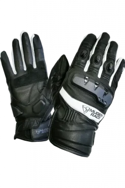 MUGENRACE G-MNR-2170 MULTI Motorcycle Short Gloves Black White