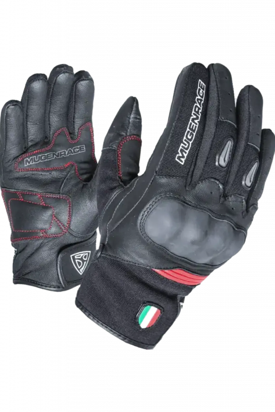 MUGENRACE G-MNR-1970 NEO SHORT Motorcycle Gloves Black Red