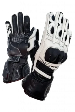 MUGENRACE G-MNR-2481 SPORT LINE Motorcycle Leather Gloves Black White