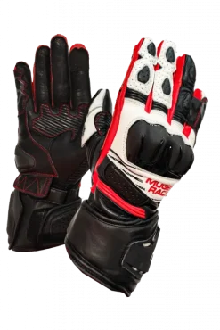 MUGENRACE G-MNR-2481 SPORT LINE Motorcycle Leather Gloves Black White Red
