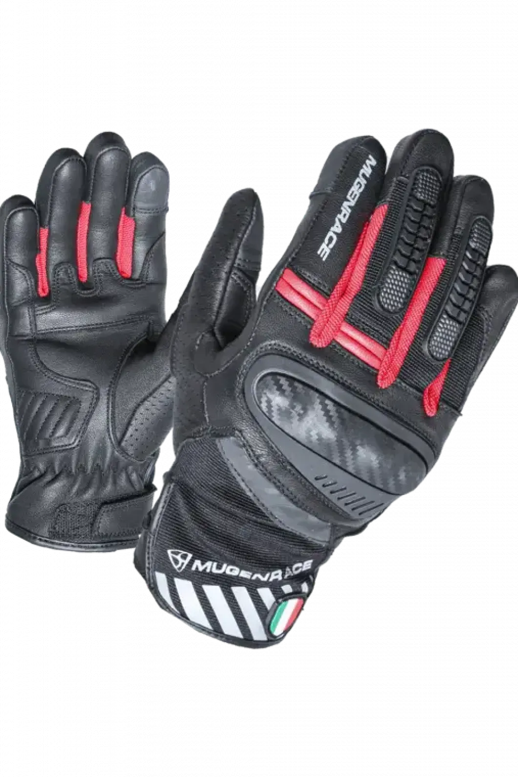 MUGENRACE HAI-KO SHORT Motorcycle Gloves Black Red