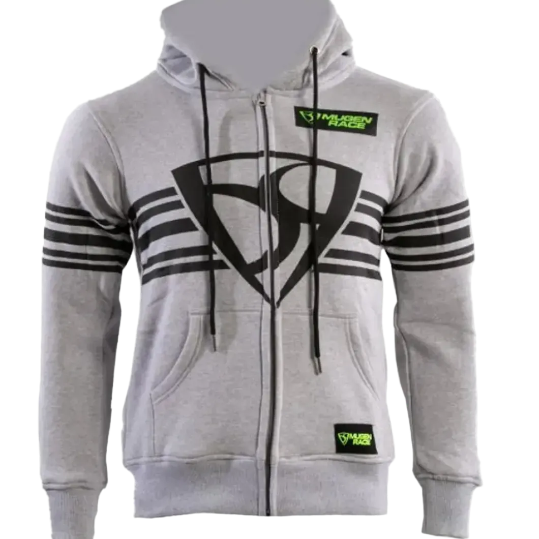 MUGENRACE H-MNR-2488 Shield Zip-Up Hoodie Light Grey