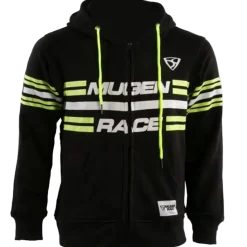 MUGENRACE H-MNR-2487 STRIPE Zip-Up Hoodie Fluorescent Black
