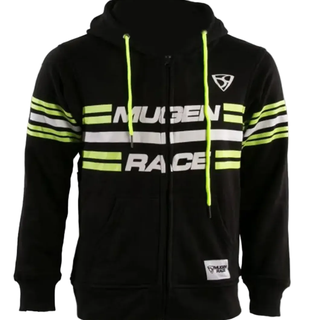 MUGENRACE H-MNR-2487 STRIPE Zip-Up Hoodie Fluorescent Black
