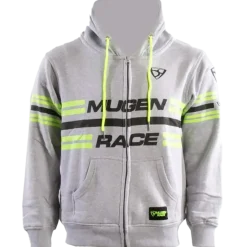 MUGENRACE H-MNR-2487 STRIPE Zip-Up Hoodie Light Grey