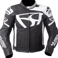 MUGENRACE LJ-MNR-1920 Aggressor Men's Leather Jacket Black White