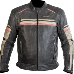 MUGENRACE LJ-MNR-1874 Loksait Motorcycle Leather Jacket Black Beige Red