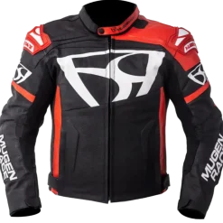 MUGENRACE LJ-MNR-1920 Men's Aggressor Leather Jacket Black Red