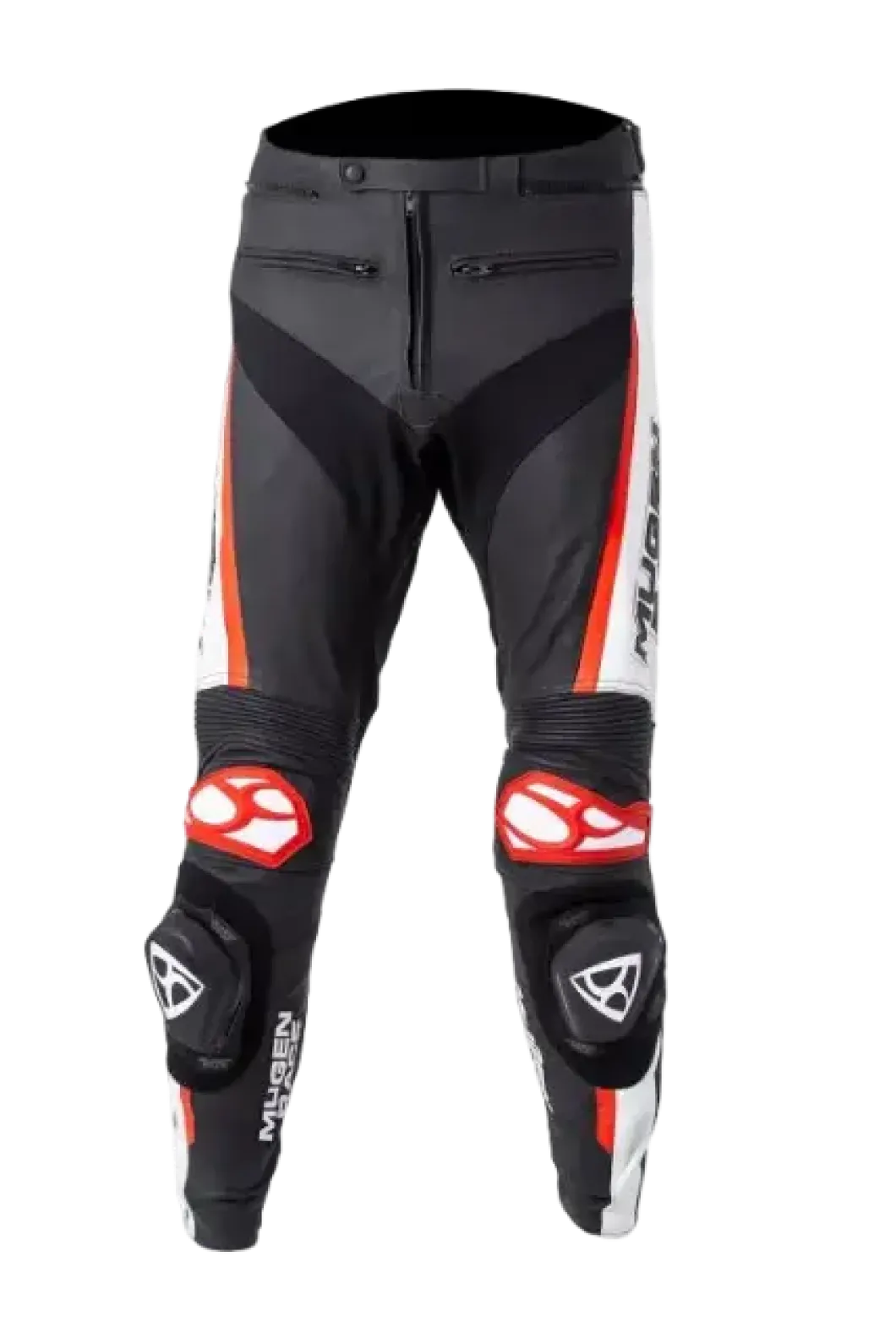 MUGENRACE LP-MNR-1915 RBRS-1 Black white red leather trousers