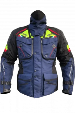 MUGENRACE MARS Motorcycle Textile Jacket Navy Blue Fluorescent Yellow