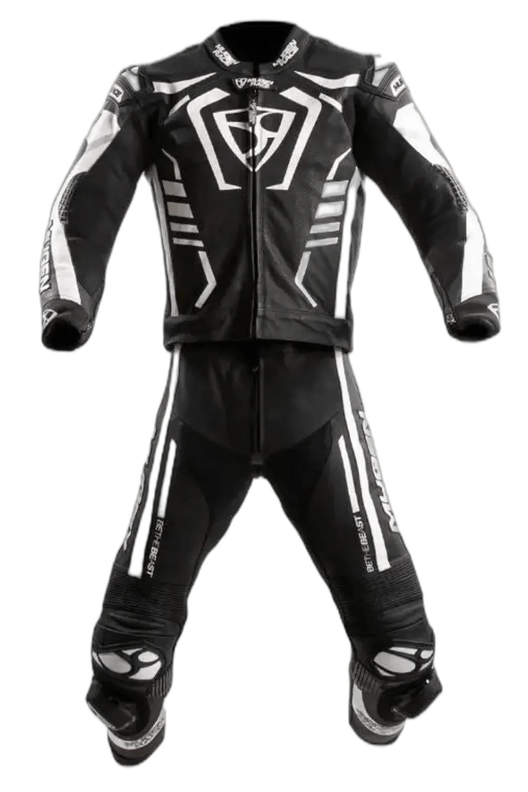 MUGENRACE MNR-2412 2-piece black and white leather suit