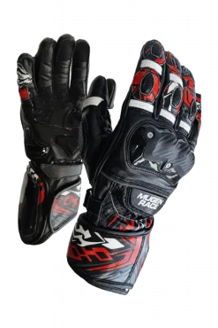 MUGENRACE MOONE SPORT Motorcycle Leather Gloves Black Red