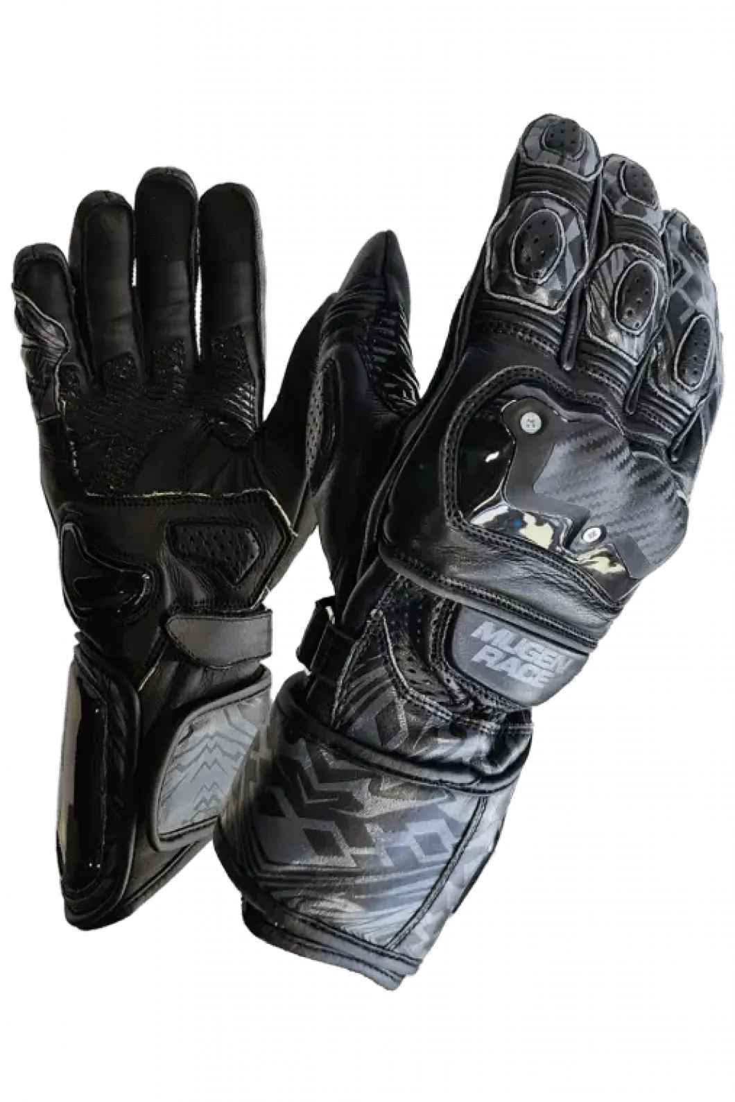 MUGENRACE MOONE SPORT Motorcycle Leather Gloves White Black