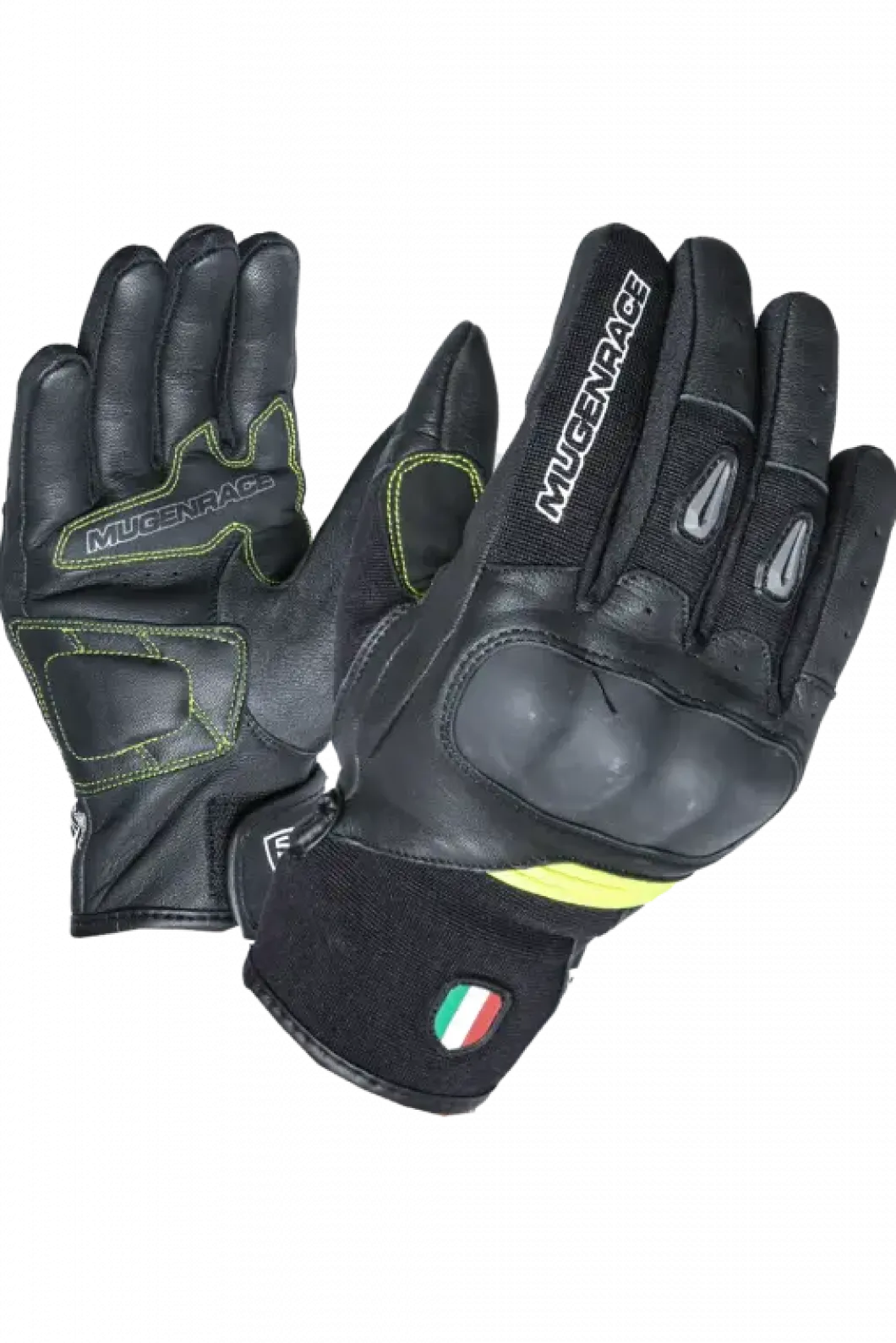 MUGENRACE NEO SHORT Motorcycle Gloves Black Fluorescent Yellow