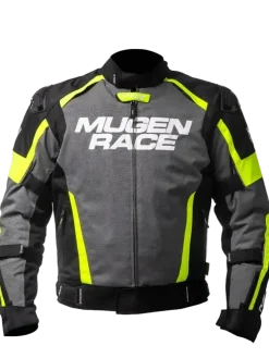 MUGENRACE NJ-MNR-2029 ROMANO Men's Motorcycle Textile Jacket Dark Grey Black Fluorescent Yellow