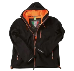 MUGENRACE PISTA-BA Motorcycle Soft Shell Jacket Black Orange