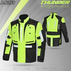 MZB Thunder Waterproof Motorcycle Jacket Men Black Flu