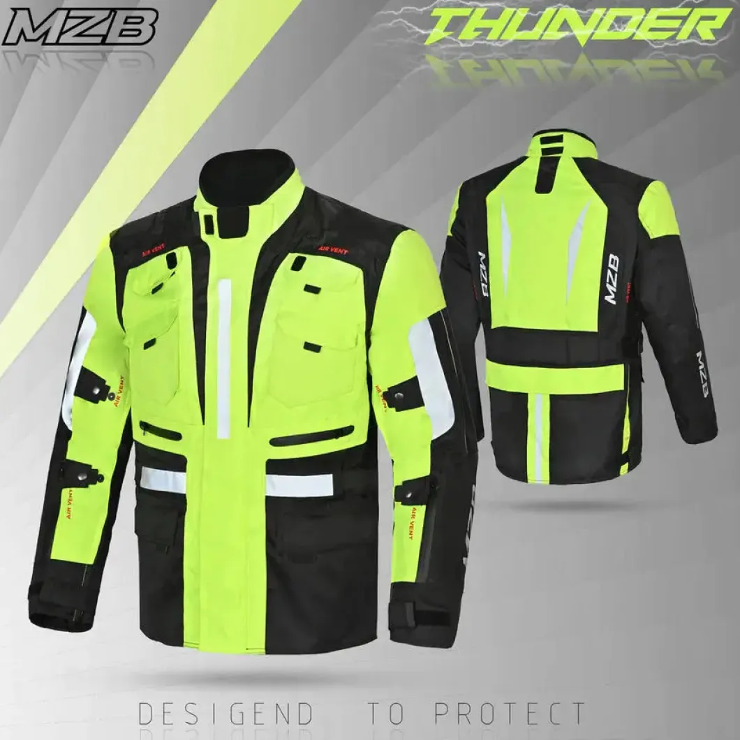 MZB Thunder Waterproof Motorcycle Jacket Men Black Flu
