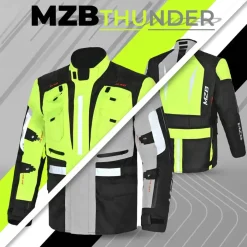 MZB Thunder Waterproof Motorcycle Jacket Men Black Flu