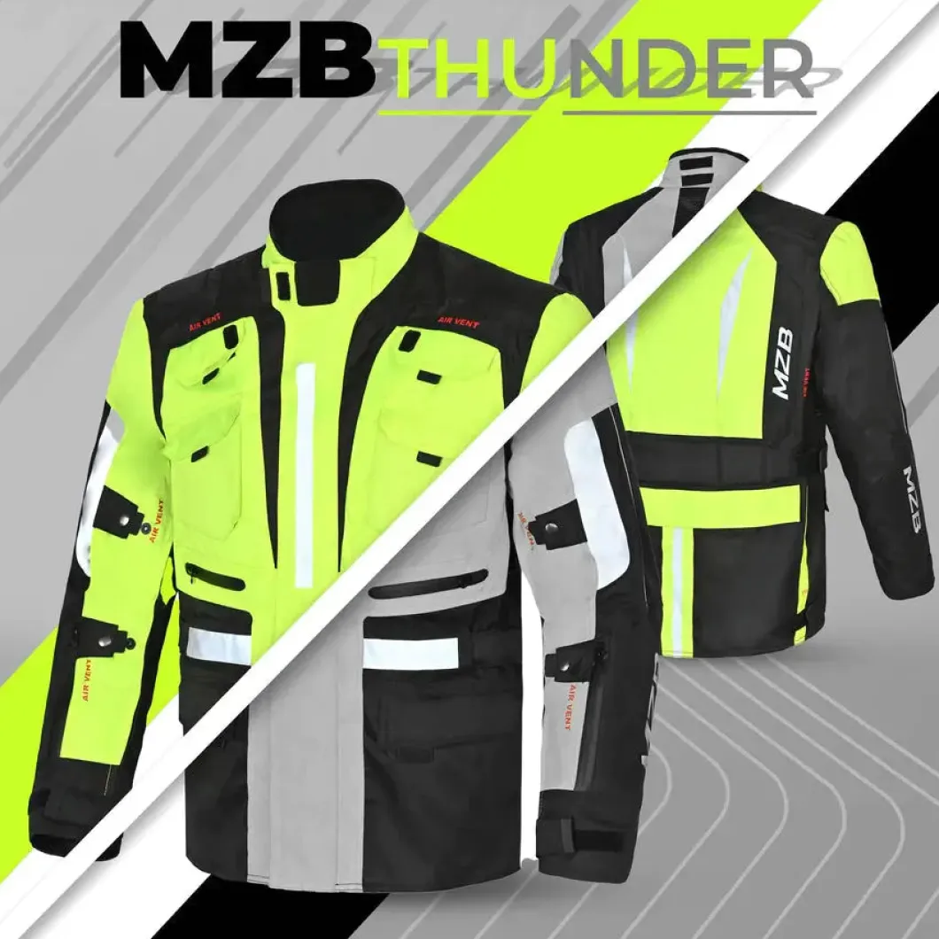 MZB Thunder Waterproof Motorcycle Jacket Men Black Flu