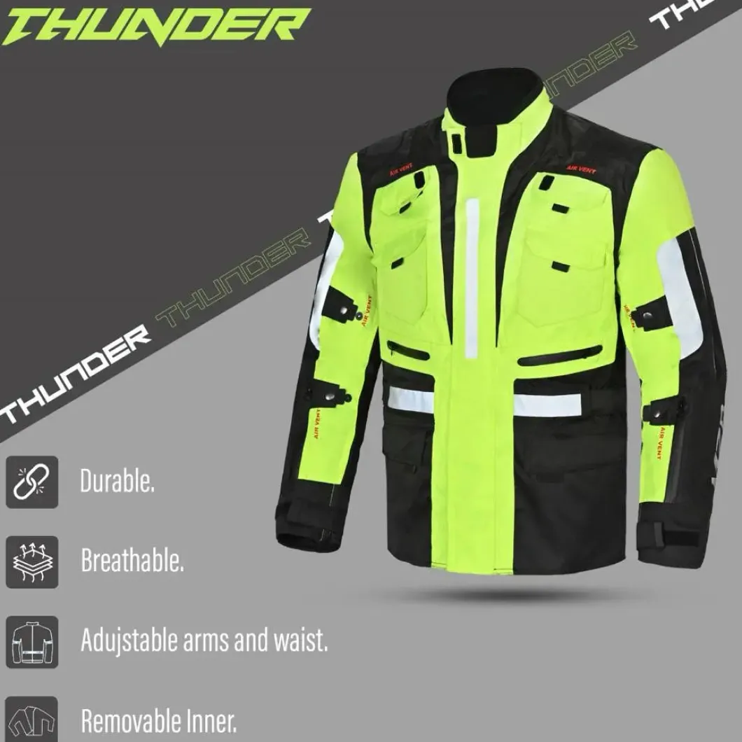 MZB Thunder Waterproof Motorcycle Jacket Men Black Flu