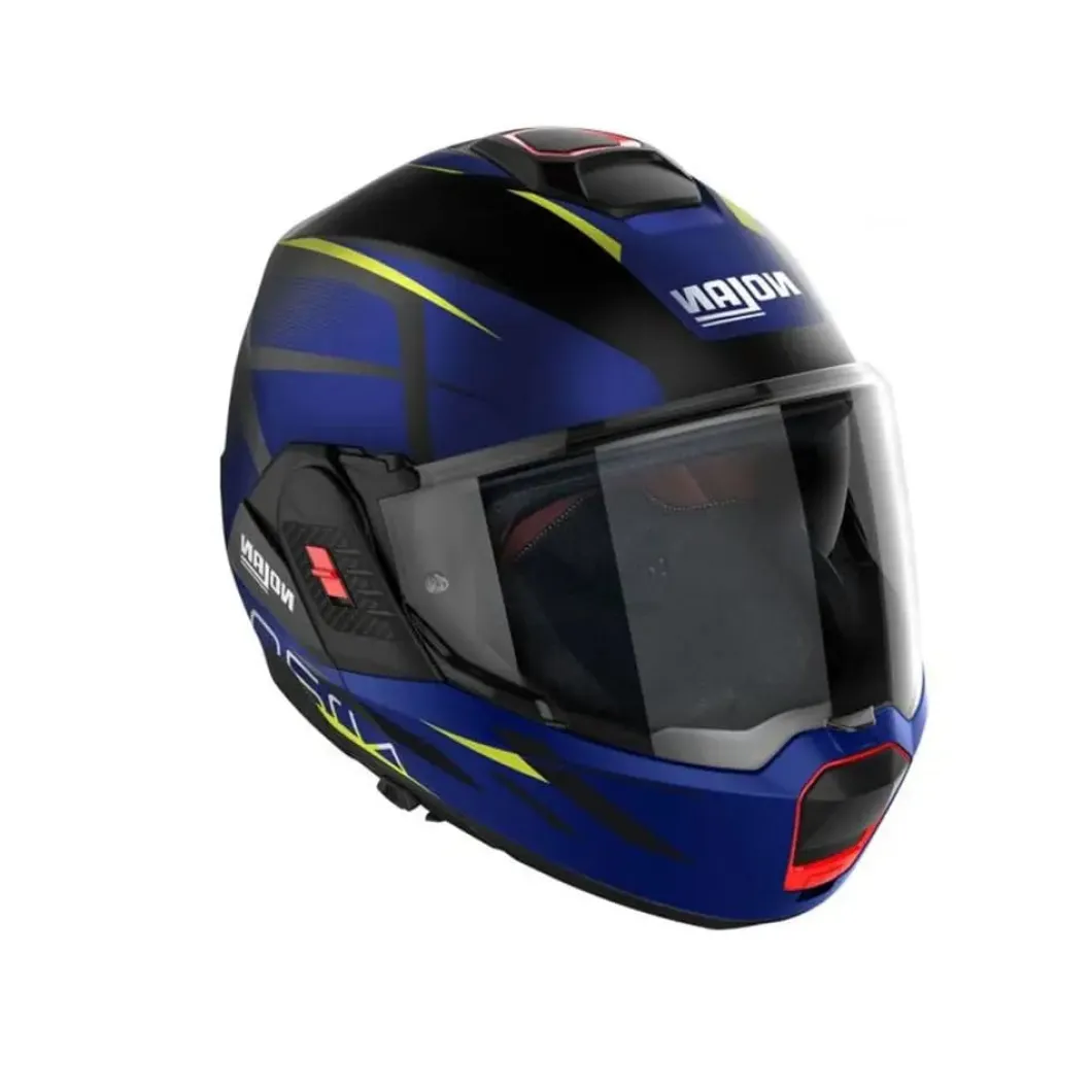 NOLAN N120-1 NIGHTLIFE N-COM 028 Modular Motorcycle Helmets Black Blue Yellow