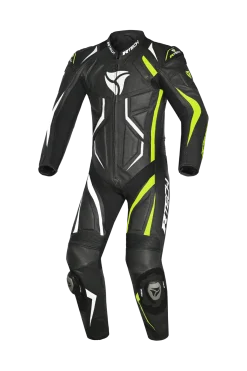 R-Tech Defender GP Full-Leather Racing Motorcycle Suit Black/White/Yellow