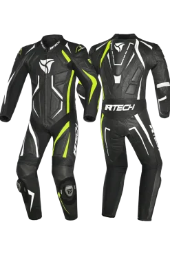 R-Tech Defender GP Full-Leather Racing Motorcycle Suit Black/White/Yellow