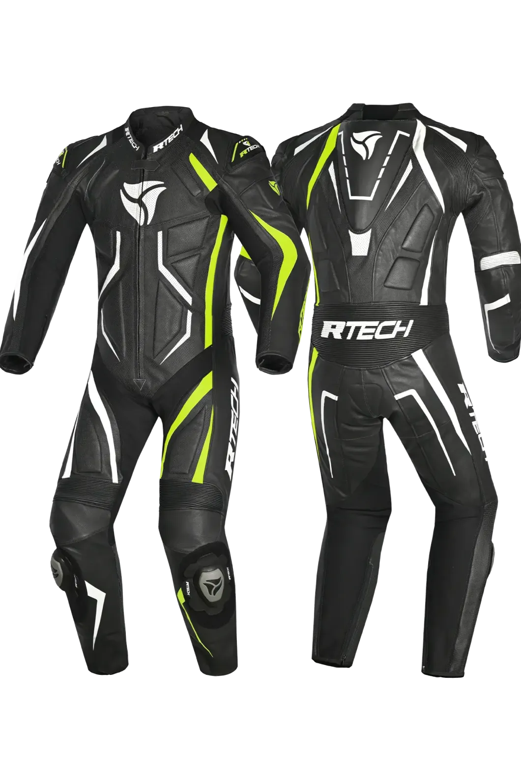 R-Tech Defender GP Full-Leather Racing Motorcycle Suit Black/White/Yellow