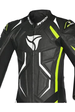 R-Tech Defender GP Full-Leather Racing Motorcycle Suit Black/White/Yellow