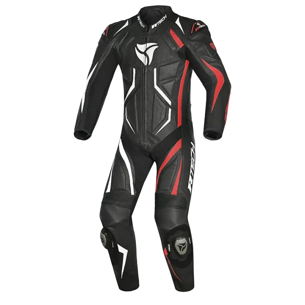 R-Tech Defender GP Full-Leather Racing Motorcycle Suit Black/White/Red