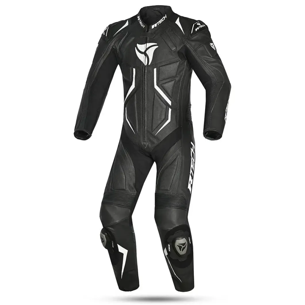 R-Tech Defender GP Full-Leather Racing Motorcycle Suit Black/White