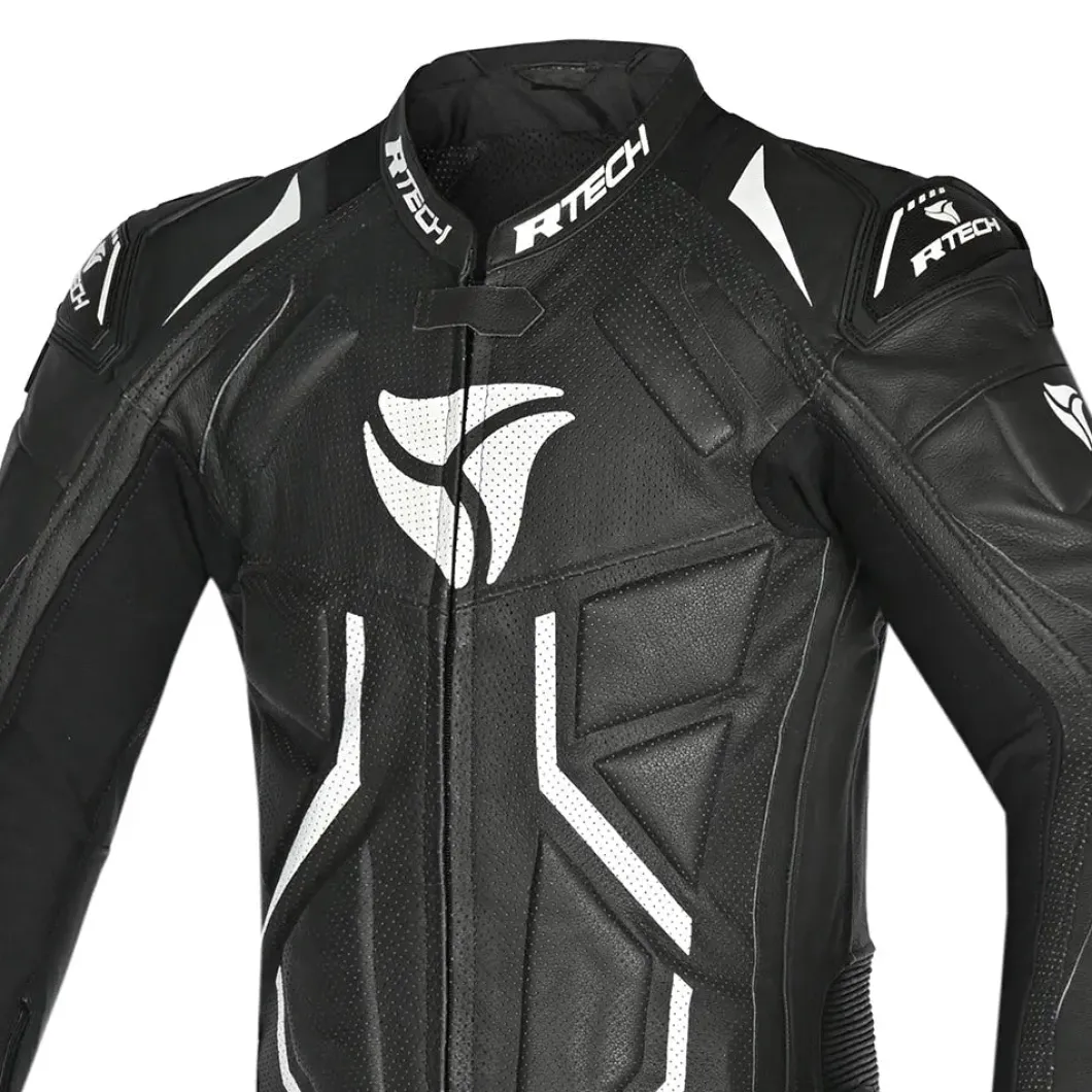 R-Tech Defender GP Full-Leather Racing Motorcycle Suit Black/White