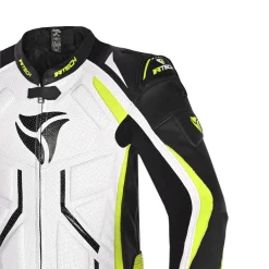 R-TECH DEFENDER GP 1 PC TUTA DI MOTO UOMO BIANCO NERO GIALLO FLUO