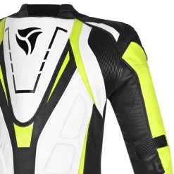 R-TECH DEFENDER GP 1 PC TUTA DI MOTO UOMO BIANCO NERO GIALLO FLUO