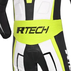 R-TECH DEFENDER GP 1 PC TUTA DI MOTO UOMO BIANCO NERO GIALLO FLUO
