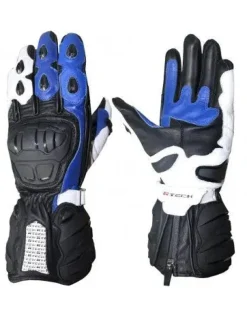 R-Tech Hawks Racing Leather Motorcycle Gloves Black/Blue