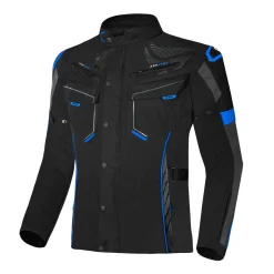 R-TECH KNIGHT RIDER GIACCA DI MOTO 3 IN 1 UOMO TESSUTO LUNGA NERO ANTRACITE BLU