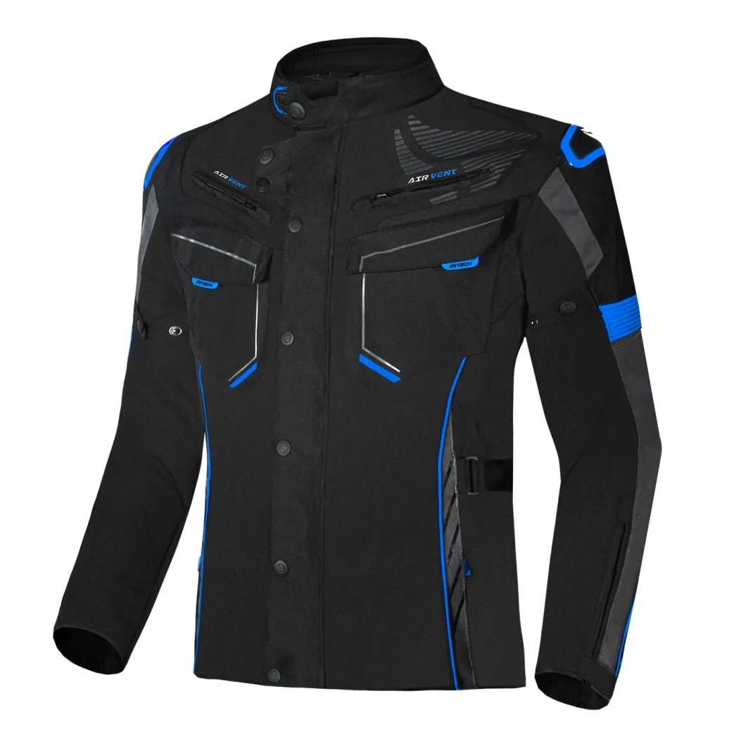 R-TECH KNIGHT RIDER GIACCA DI MOTO 3 IN 1 UOMO TESSUTO LUNGA NERO ANTRACITE BLU