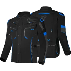 R-TECH KNIGHT RIDER GIACCA DI MOTO 3 IN 1 UOMO TESSUTO LUNGA NERO ANTRACITE BLU