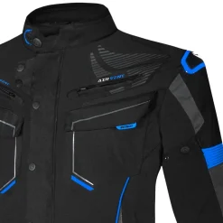 R-TECH KNIGHT RIDER GIACCA DI MOTO 3 IN 1 UOMO TESSUTO LUNGA NERO ANTRACITE BLU