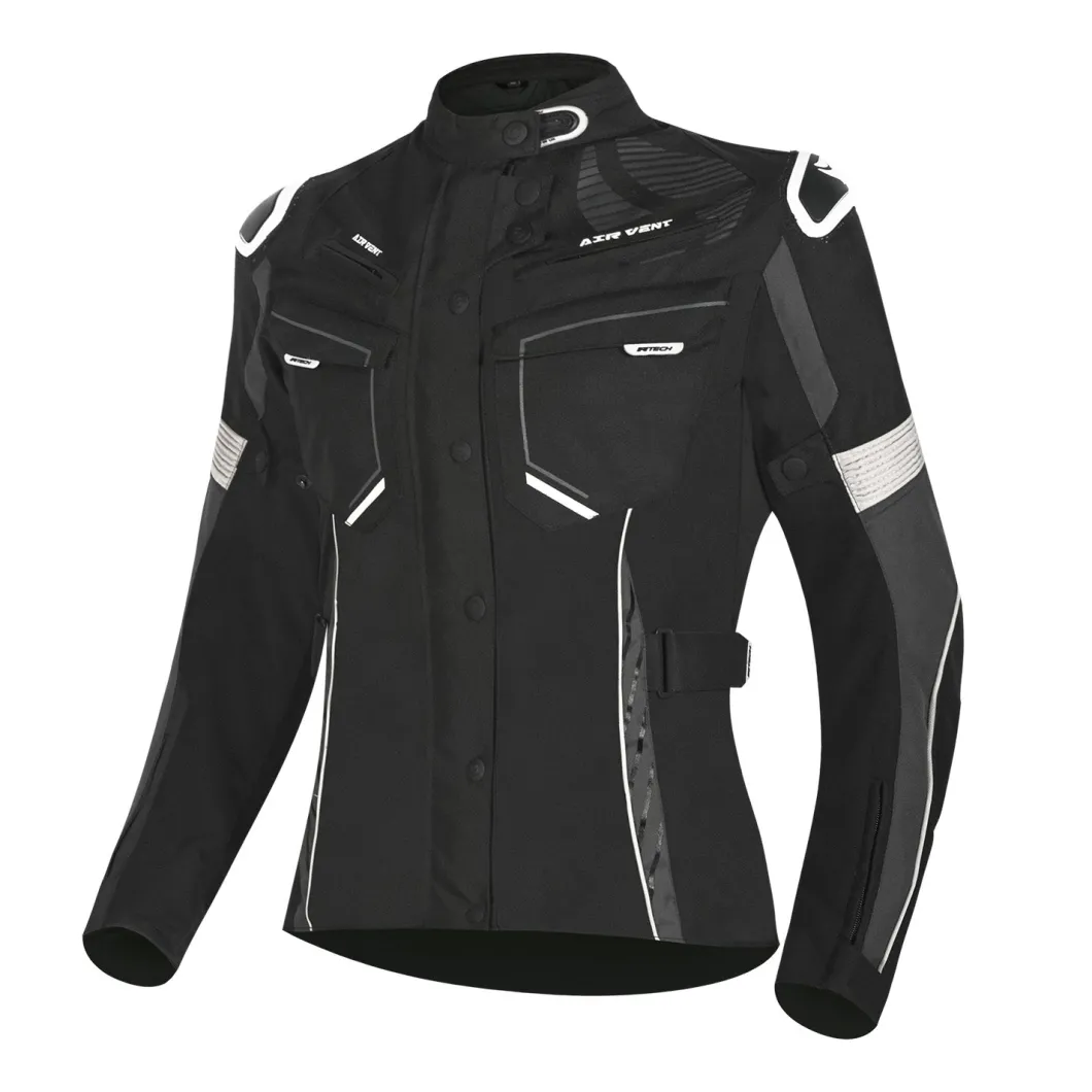 R-TECH KNIGHT RIDER GIACCA DI MOTO 3 IN 1 DONNA TESSUTO LUNGA NERO ANTRACITE BIANCO