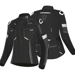 R-TECH KNIGHT RIDER GIACCA DI MOTO 3 IN 1 DONNA TESSUTO LUNGA NERO ANTRACITE BIANCO