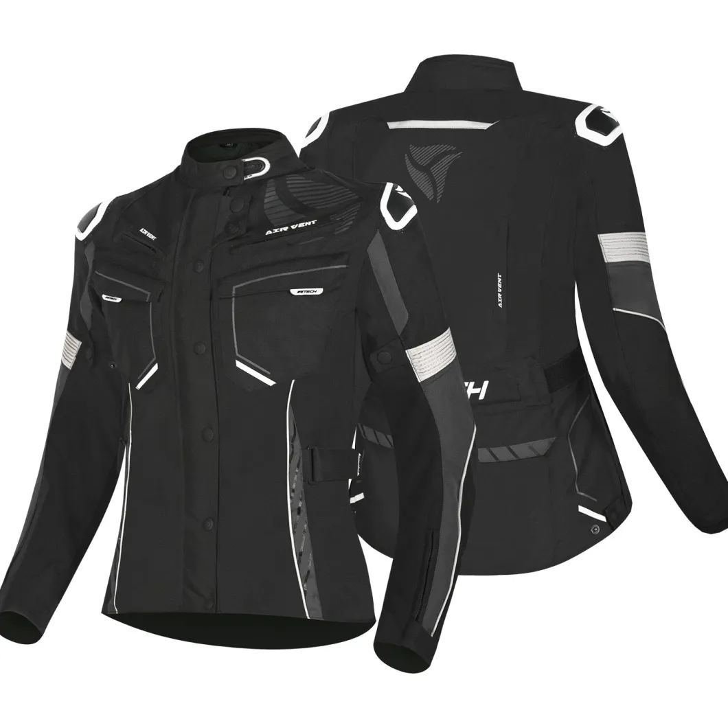 R-TECH KNIGHT RIDER GIACCA DI MOTO 3 IN 1 DONNA TESSUTO LUNGA NERO ANTRACITE BIANCO