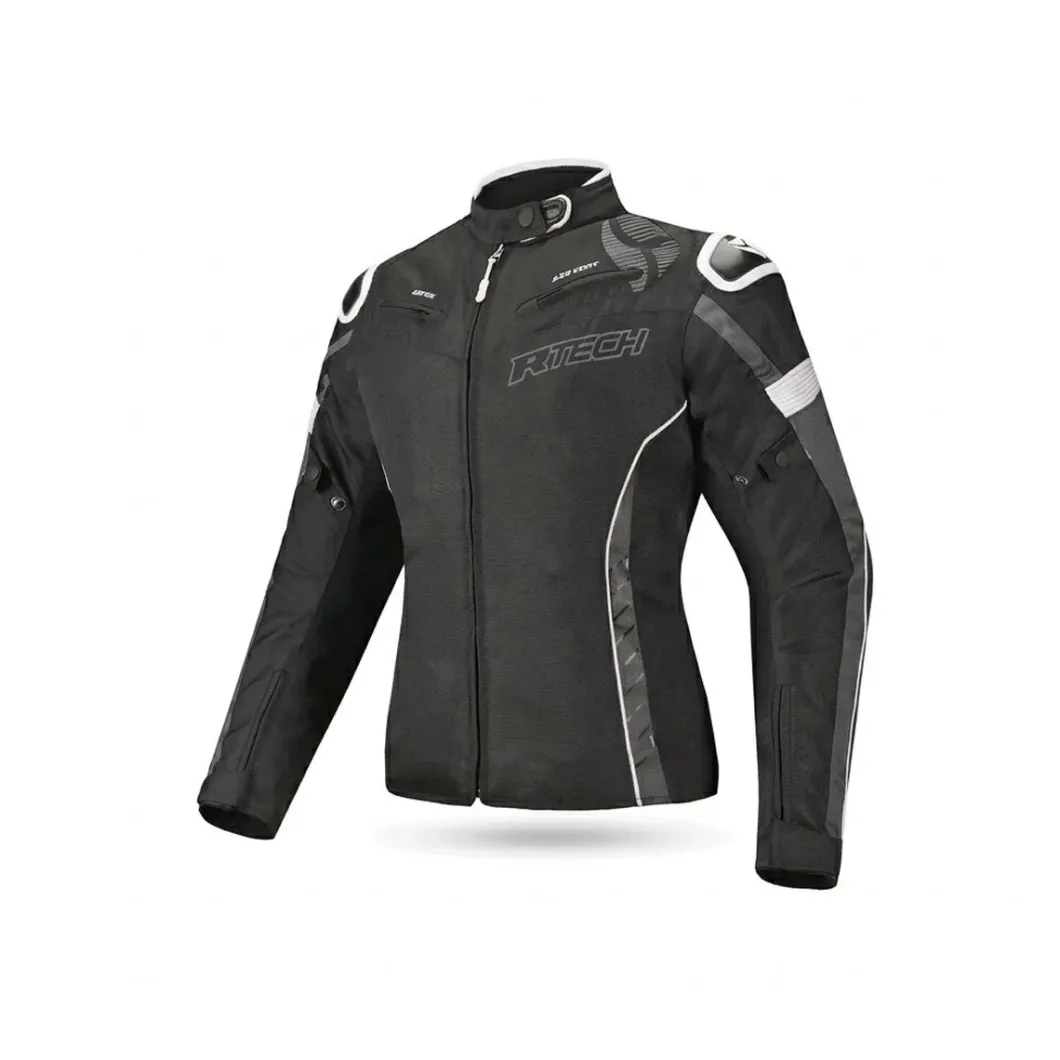 R-TECH KNIGHT RIDER GIACCA DI MOTO 3 IN 1 DONNA TESSUTO CORTA NERO ANTRACITE BIANCO