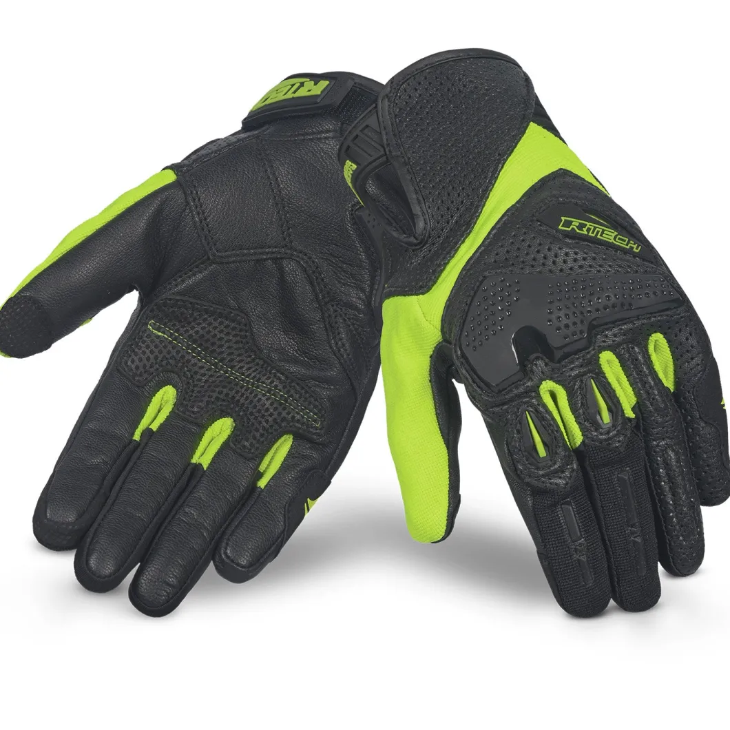 R-TECH KNIGHT RIDER GUANTI DI MOTO ESTIVI NERO GIALLO FLUO