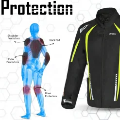 R-TECH Marshal Men's Black and White Textile Motorcycle Jacket