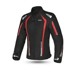R-TECH MARSHAL WOMEN'S MOTORCYCLE JACKET IN BLACK AND RED FABRIC